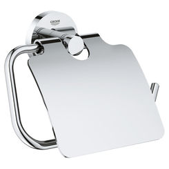 Click here to see Grohe 40367000 GROHE 40367000 Essentials Toilet Paper Holder with Cover - StarLight Chrome