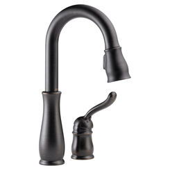 Click here to see Delta 9978-RB-DST Delta 9978-RB-DST Leland Single Handle Pull-Down Bar/Prep Faucet, Venetian Bronze