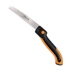 Click here to see Fiskars 92576935J Fiskars Powertooth Sliding Pruning Saw With Carabiner Clip, 6 in L, Triple Ground