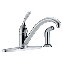 Click here to see Delta 400-DST Delta 400-DST Classic Single Handle Kitchen Faucet with Side Sprayer in Chrome
