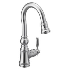 Click here to see Moen S53004 Moen S53004 Weymouth Single Handle High Arc Pulldown Bar Faucet, Chrome