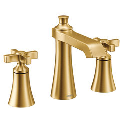 handle faucet moen widespread lavatory cross colinet brushed gold flara handles