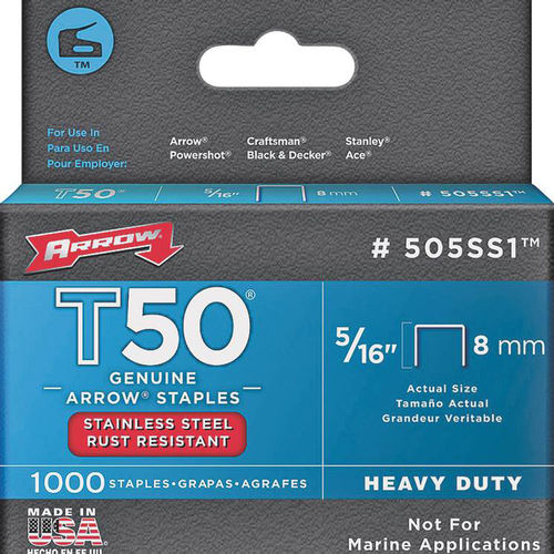 ARROW STAINLESS STEEL STAPLES 5/16" T50 505SS1 NEW 
