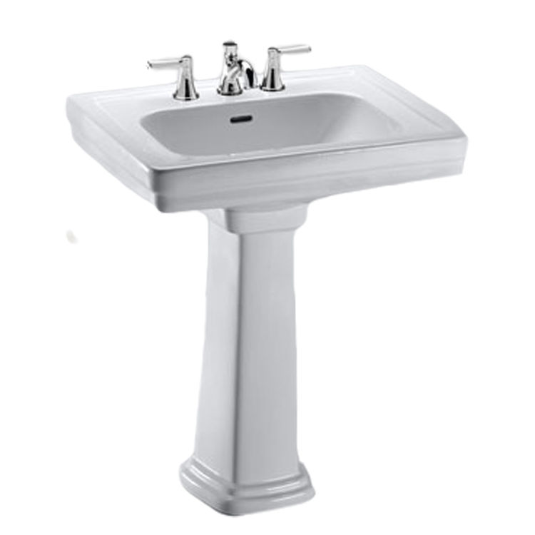 Colonial White Pedestal Lavatory Sink, Wide Pedestal Bathroom Sinks