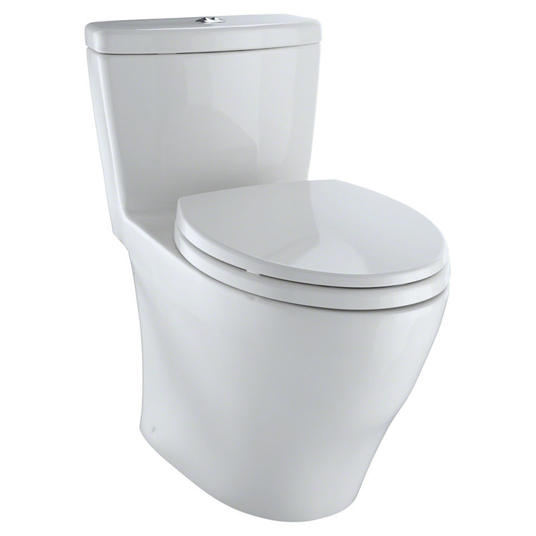 Toto MS654114MF#11 TOTO Aquia One-Piece Elongated Dual-Max, Dual Flush 0.9 & 1.6 GPF Universal Height Skirted Toilet, Colonial White - MS654114MF#11