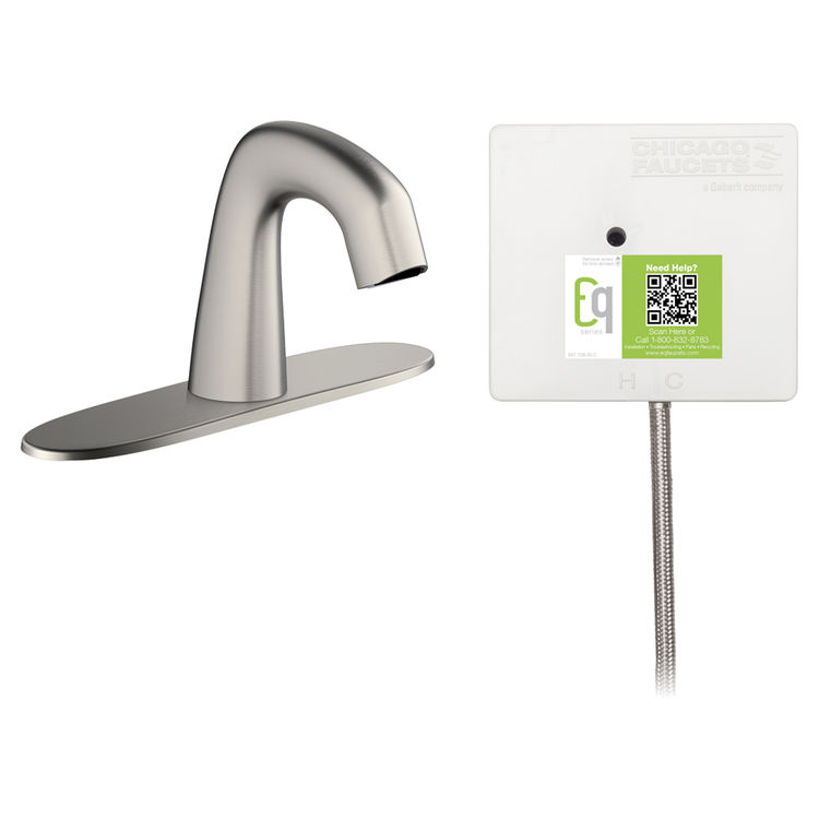 Chicago Faucet EQ-A13A-31ABBN Chicago Faucets EQ-A13A-31ABBN EQ Brushed Nickel EQ Curved Series Lavatory Sink Faucet with Hands-free Infrared Detection