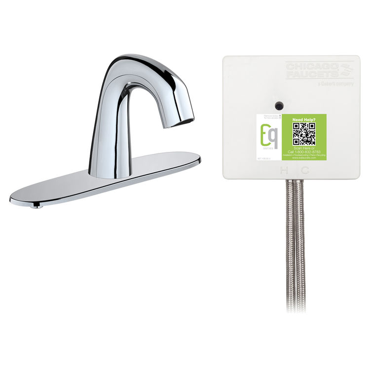 Chicago Faucet EQ-D13B-23ABCP Chicago Faucets EQ-D13B-23ABCP EQ Chrome EQ Curved Series Lavatory Sink Faucet with Hands-free Infrared Detection