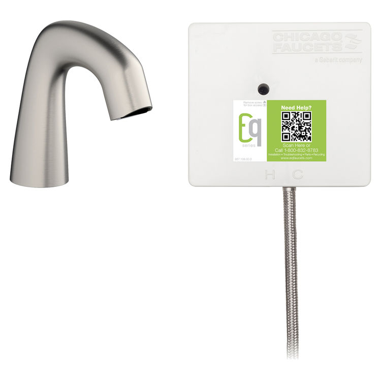 Chicago Faucet EQ-A11A-51ABBN Chicago Faucets EQ-A11A-51ABBN EQ Brushed Nickel EQ Curved Series Lavatory Sink Faucet with Hands-free Infrared Detection