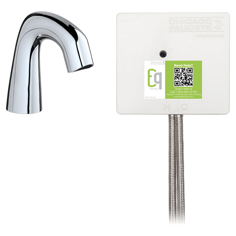 Chicago Faucet EQ-D11A-43ABCP Chicago Faucets EQ-D11A-43ABCP EQ Chrome EQ Curved Series Lavatory Sink Faucet with Hands-free Infrared Detection