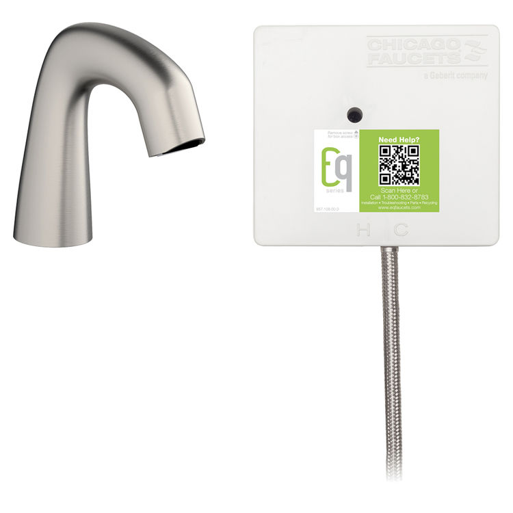 Chicago Faucet EQ-A11A-41ABBN Chicago Faucets EQ-A11A-41ABBN EQ Brushed Nickel EQ Curved Series Lavatory Sink Faucet with Hands-free Infrared Detection
