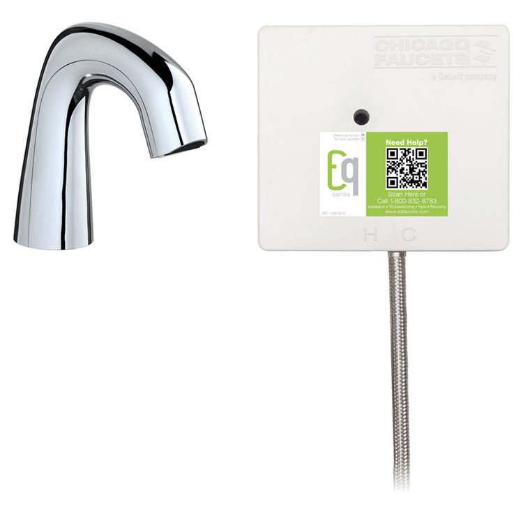 Chicago Faucet EQ-D11A-11ABCP-MP Chicago Faucets EQ-D11A-11ABCP-MP EQ Chrome EQ Curved Series Lavatory Sink Faucet with Hands-free Infrared Detection - Master Pack of 6