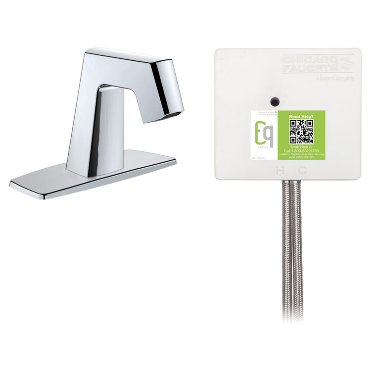 Chicago Faucet EQ-B12A-52ABCP Chicago Faucets EQ-B12A-52ABCP EQ Chrome EQ Angular Series Lavatory Sink Faucet with Hands-free Infrared Detection
