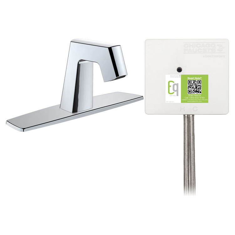 Chicago Faucet EQ-B13A-53ABCP Chicago Faucets EQ-B13A-53ABCP EQ Chrome EQ Angular Series Lavatory Sink Faucet with Hands-free Infrared Detection