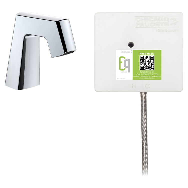 Chicago Faucet EQ-B11B-21ABCP Chicago Faucets EQ-B11B-21ABCP EQ Chrome EQ Angular Series Lavatory Sink Faucet with Hands-free Infrared Detection
