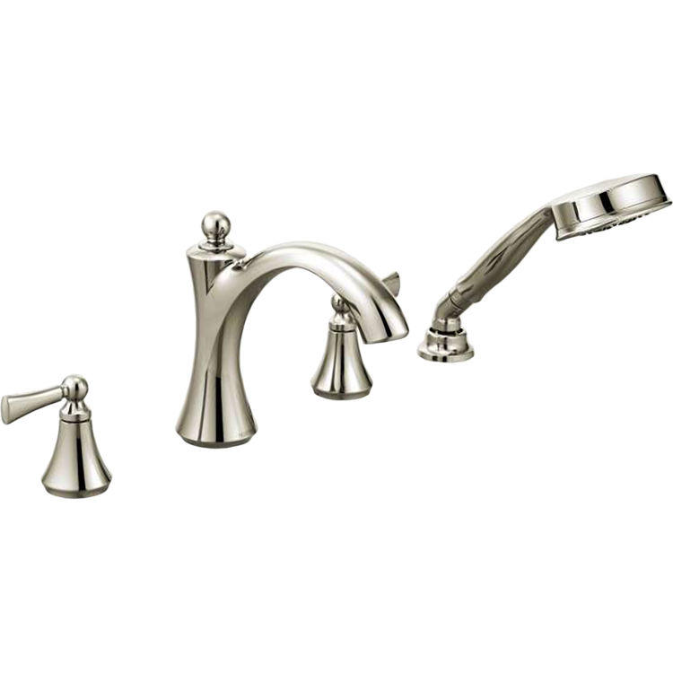 Moen T654NL Moen T654NL Wynford Polished Nickel Roman Tub Faucet Trim With Handheld