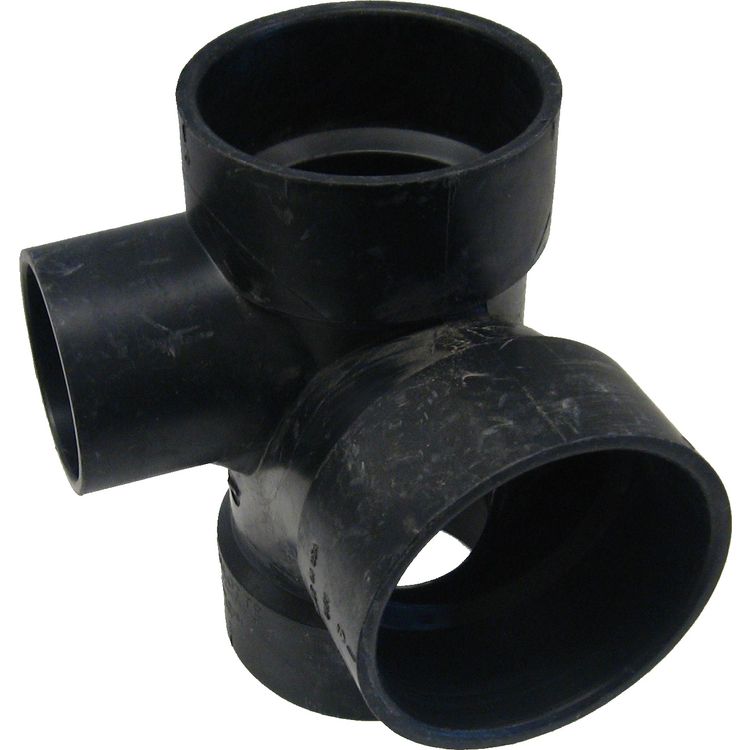 Commodity  3 Inch ABS Tee with 2 Inch Left Inlet, ABS Construction
