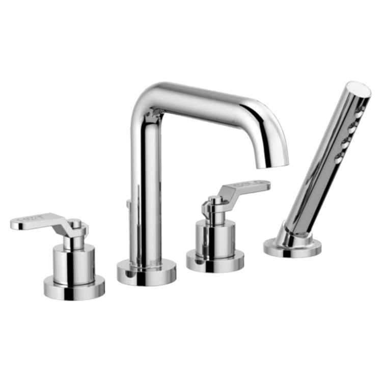 View 4 of Brizo T67435-PNLHP Brizo T67435-PNLHP Polished Nickel Less Handle Roman Tub Faucet Trim With Spray Less Handle