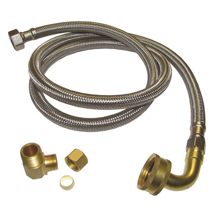 Plumb Pak PP23834 Plumb Pak PP23834 Dishwasher Connector, 3/8 in Compression x 3/8 in MIP Elbow, Stainless Steel