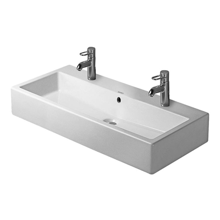 Duravit 04541000241 Vero 39 3 8 Wall Mount Bathroom Sink With Overflow And Tap Platform White - Duravit Wall Mount Bathroom Sink