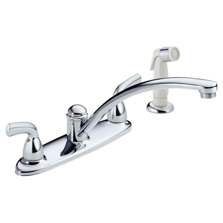 Delta B2410LF Delta B2410LF Foundations Series Two Handle Kitchen Faucet With Spray (Chrome)