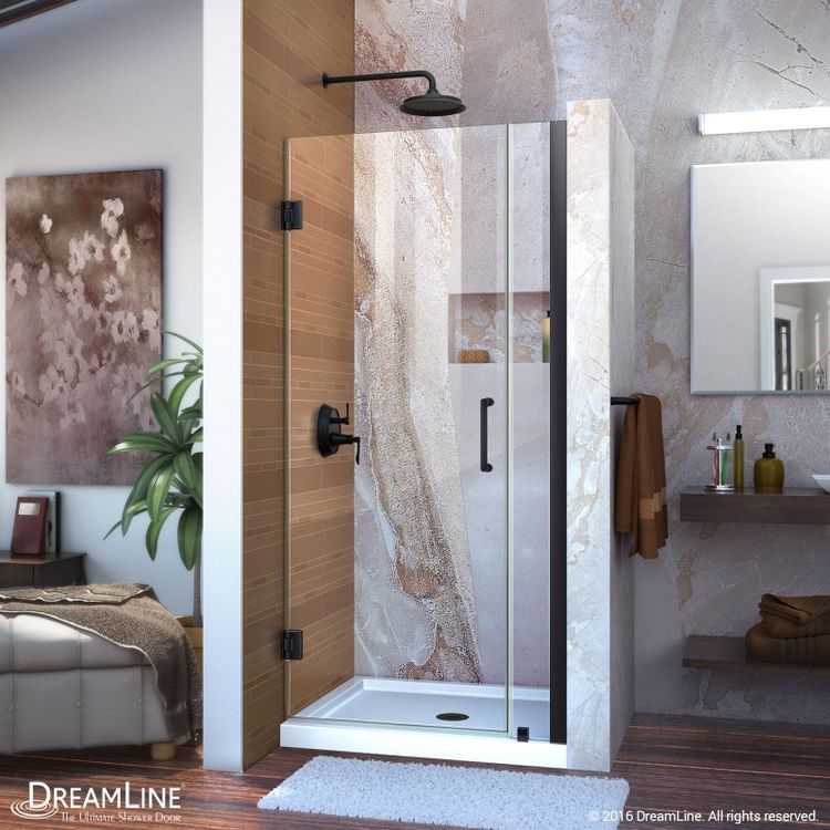 Dreamline Shdr 20337210 09 Satin Black Hinged Shower Door Black Hinged Shower Door With Clear Glass Printer Friendly Page