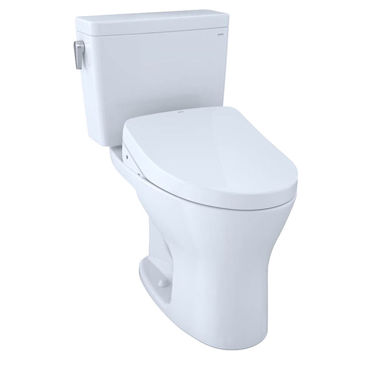 Toto MW7463056CEMFGA#01 TOTO Drake WASHLET+ S550e Two-Piece Toilet - 1.28 GPF & 0.8 GPF - Universal Height - Cotton White - MW7463056CEMFGA#01