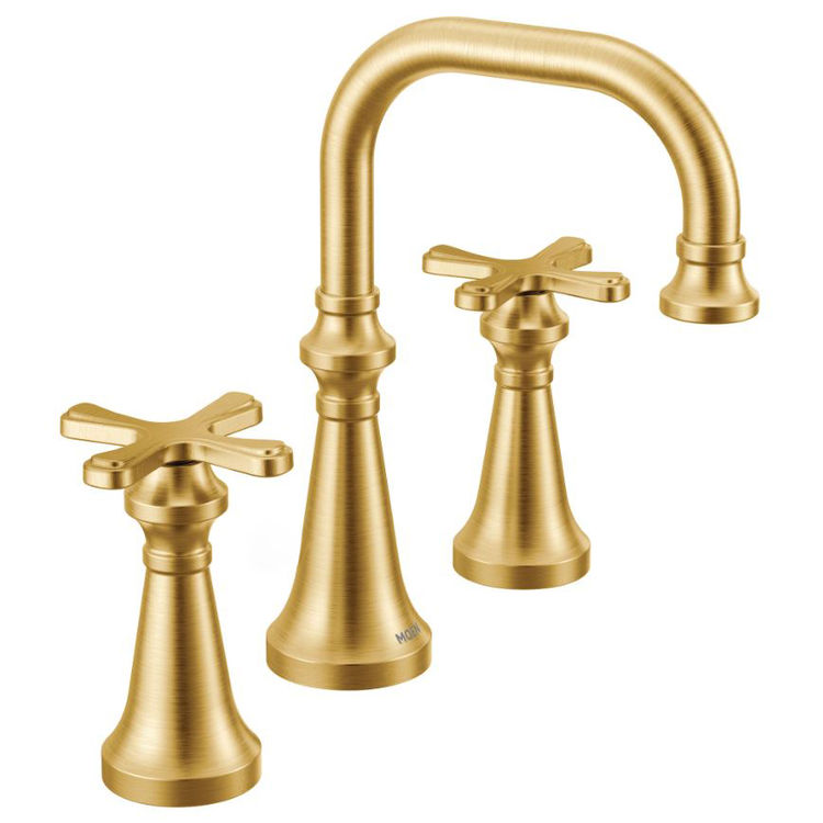 Valve Required Moen TS22101BG Weymouth Two-Handle Roman Tub Faucet with Cross Handles Trim Kit Brushed Gold