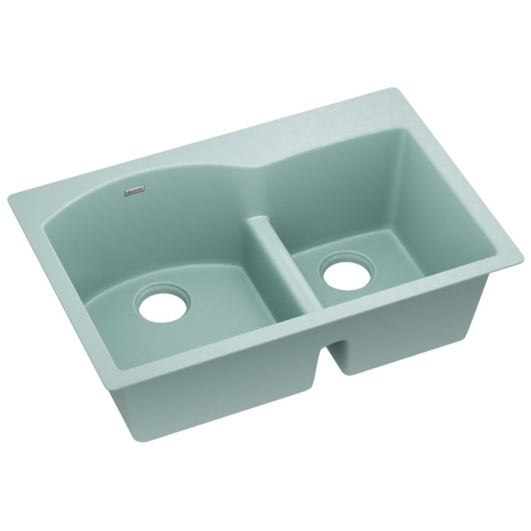 Elkay Quartz Luxe Offset 60/40 Double Bowl Dropin Sink with Aqua