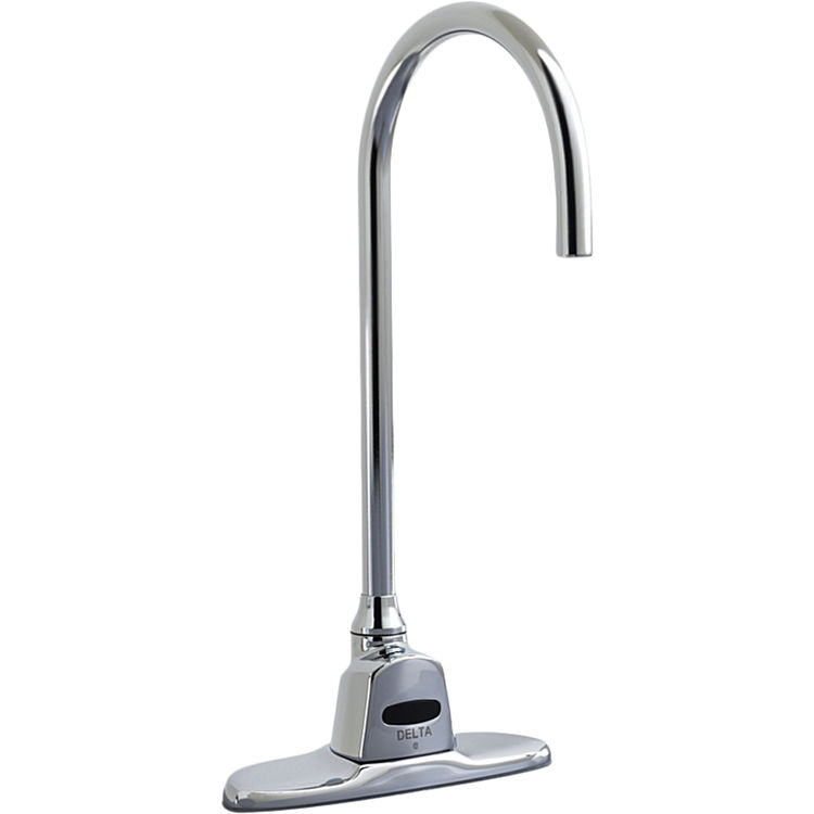 Delta 1500T3328TR Delta 1500T3328TR TECK Electronic Deckmount Faucet, Hardwire w/ Battery, R5 Gooseneck, VR Laminar, Rec. Mount w/ Thermostatic Valve