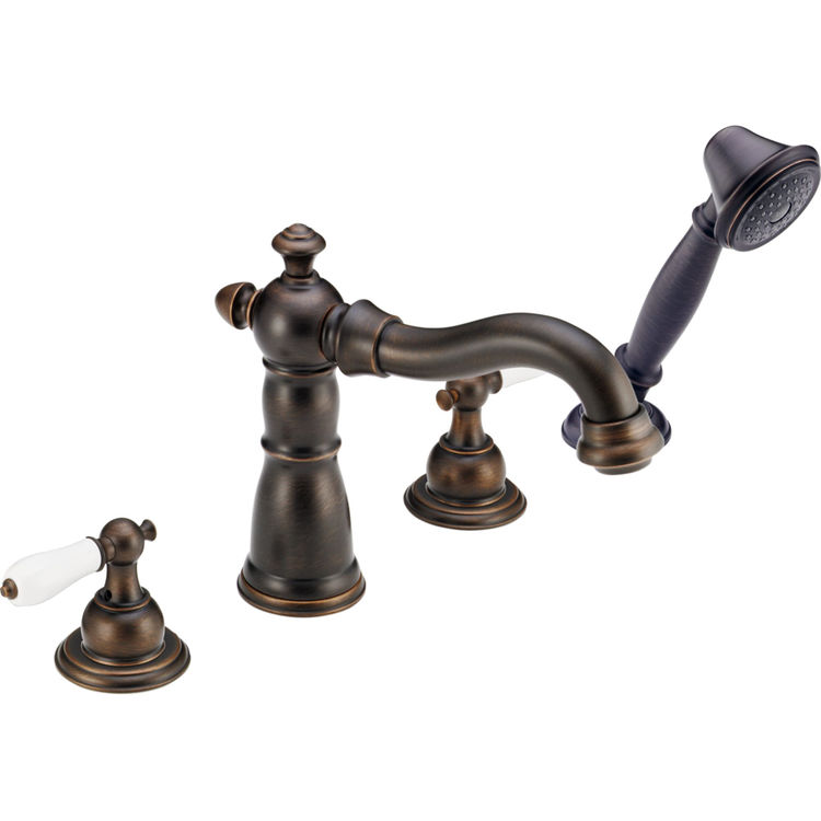 Delta T4755-RBLHP Venetian Bronze Victorian Roman Tub Faucet w/Spray