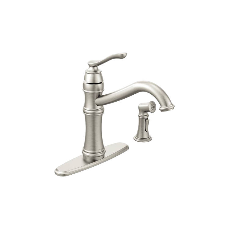 Moen 7245SRS Moen 7245SRS Belfield Stainless Single Handle Kitchen Faucet with Spray