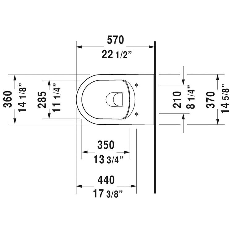 Duravit 25290900921 Duravit 25290900921 ME by Starck Dual Flush One-Piece Wall Mounted Rimless Elongated Toilet - White