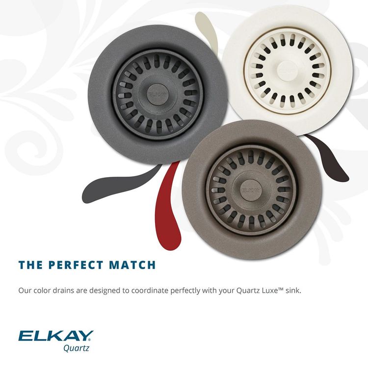 View 4 of Elkay LKQS35CA Elkay Polymer Drain Fitting with Removable Basket Strainer and Rubber Stopper Caviar - LKQS35CA