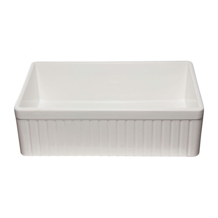 View 3 of Alfi AB532-B ALFI AB532-B Fluted Fireclay Farm-Style Kitchen Sink, Biscuit
