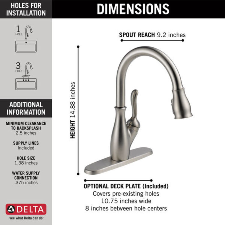 View 6 of Delta 9178-SP-DST Delta 9178-SP-DST Leland Single Handle Pull-Down Kitchen Faucet w/ ShieldSpray, Spotshield Stainless