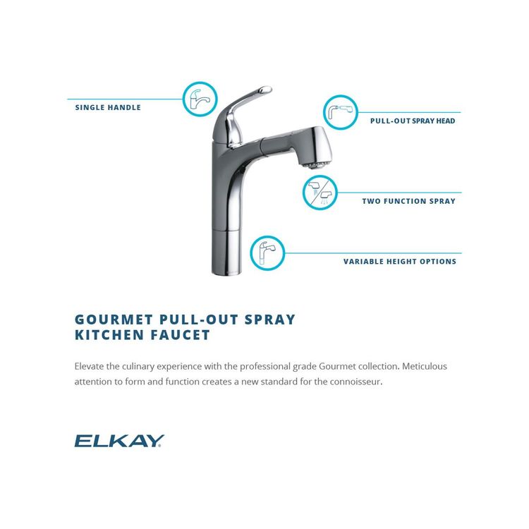 View 4 of Elkay LKGT1041CR Elkay Gourmet Single-Hole Kitchen Faucet Pull-out Spray and Lever Handle with Hi and Mid-rise Base Options Chrome - LKGT1041CR