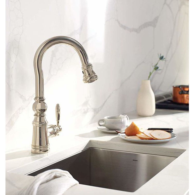 Moen S53004BG Weymouth Single Handle High Arc Pulldown Bar Faucet