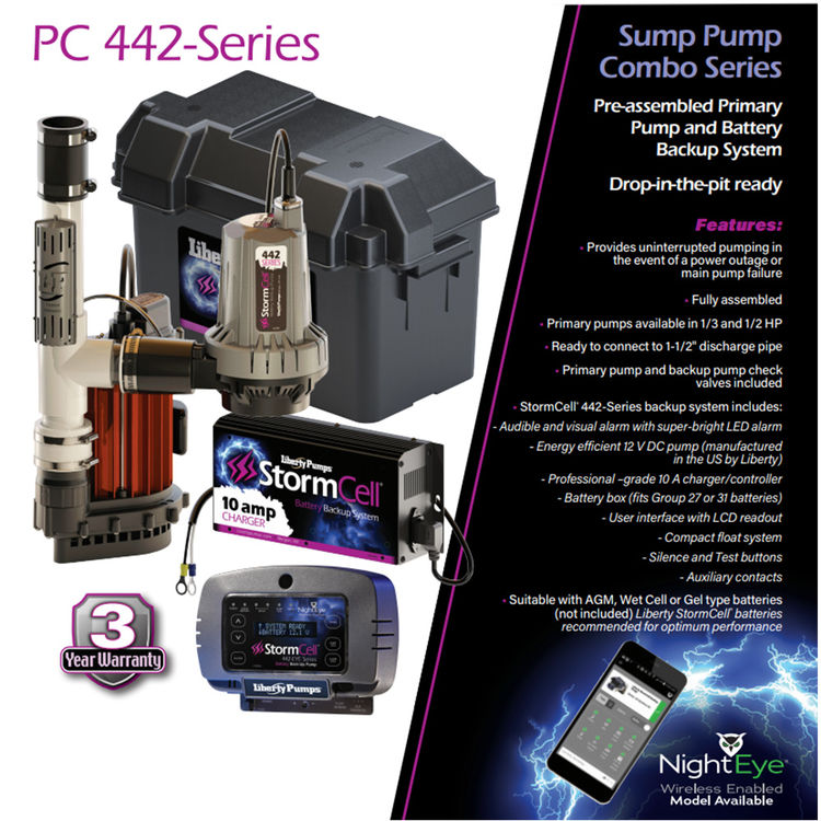View 4 of Liberty PC237-442-10A Liberty PC237-442-10A StormCell 237 Sump Pump w/ Battery Backup - 1/3 HP, 5.2A Pump, 10A Charger