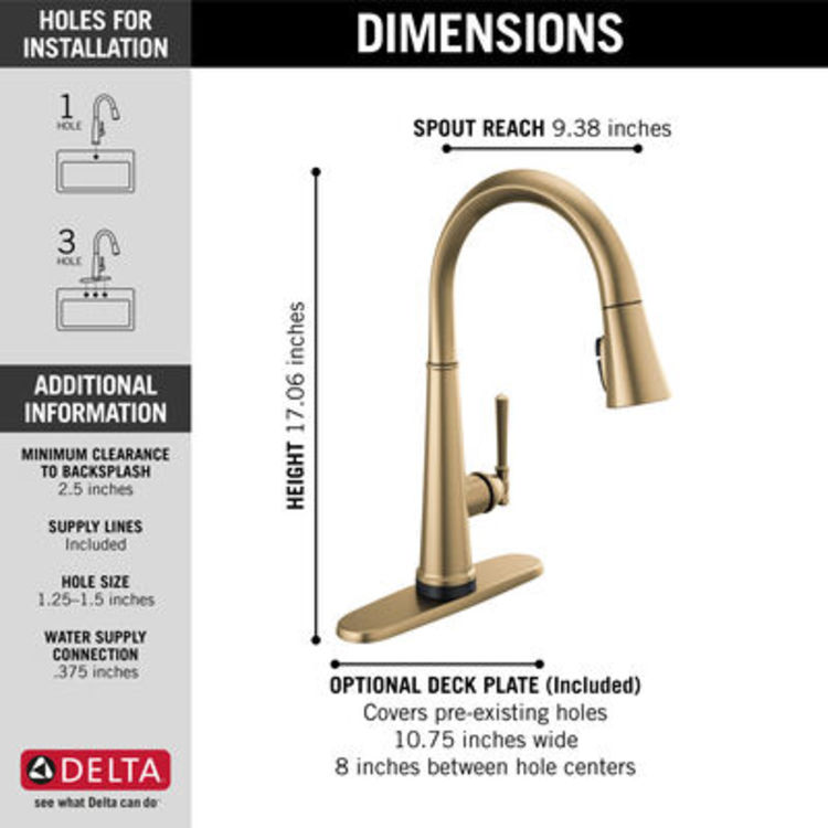 View 3 of Delta 9182T-CZ-PR-DST Delta Emmeline Single Handle Pull Down Kitchen Faucet, Lumicoat Champagne Bronze - 9182T-CZ-PR-DST 