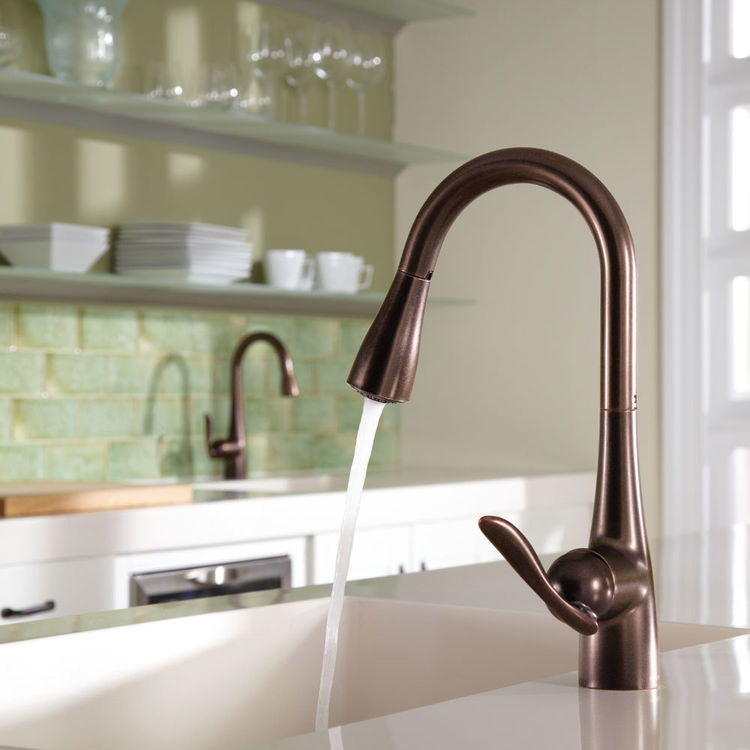 Moen 7594ORB Arbor Oil Rubbed Bronze Single Handle Pulldown Kitchen Faucet