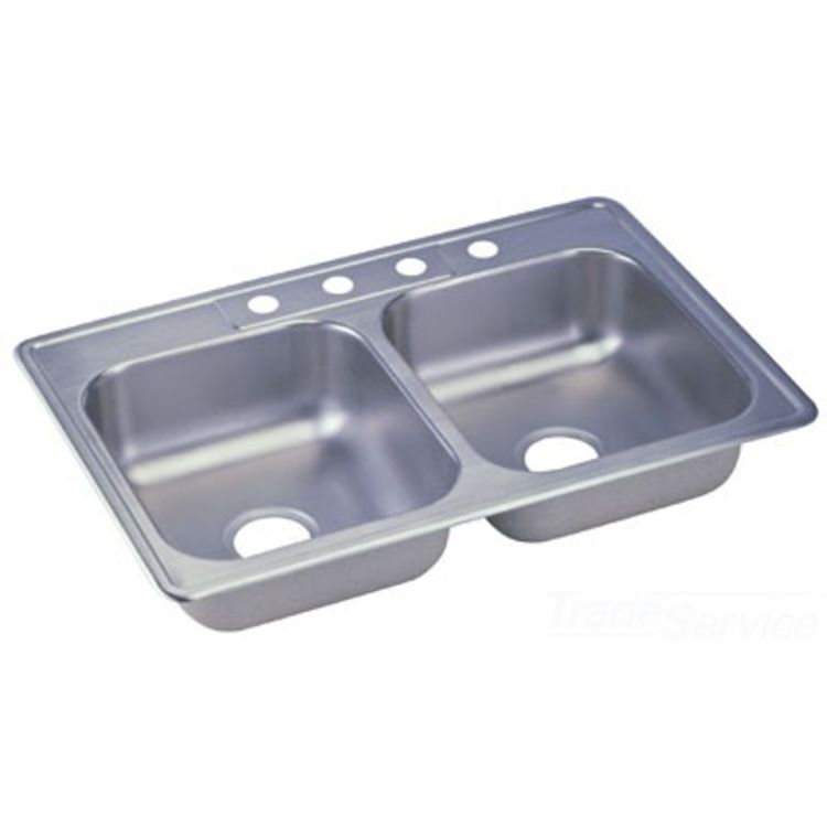Dayton KW10233223 Dayton KW10233223 Stainless Steel Top Mount Double Bowl Kingsford Sink