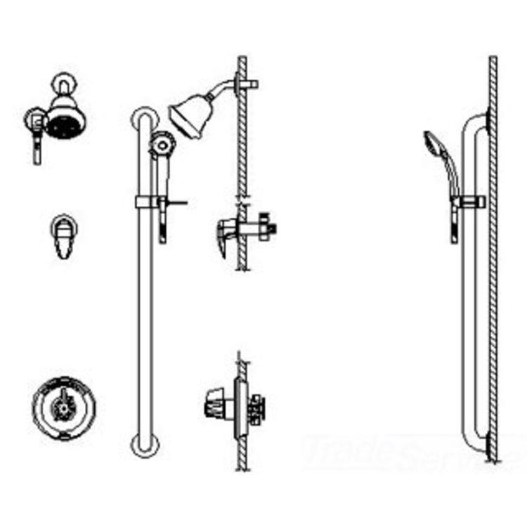 Delta T13H323-25 Delta T13H323-25 Chrome Commercial Dual Shower Trim With Handshower